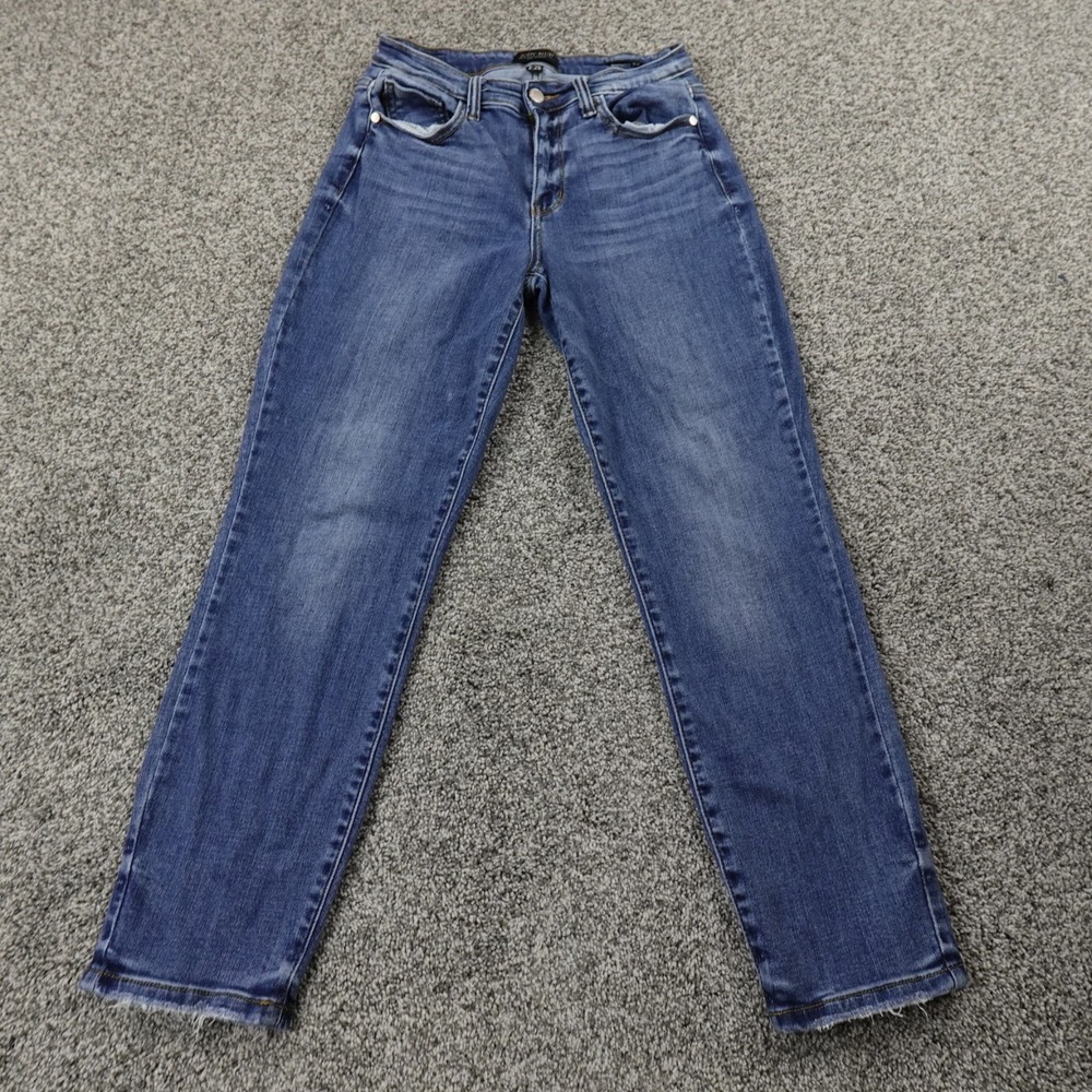Judy‎ Blue Jeans Womens 3 Dark Denim Trouser Pants Mid Rise Boyfriend Stretch